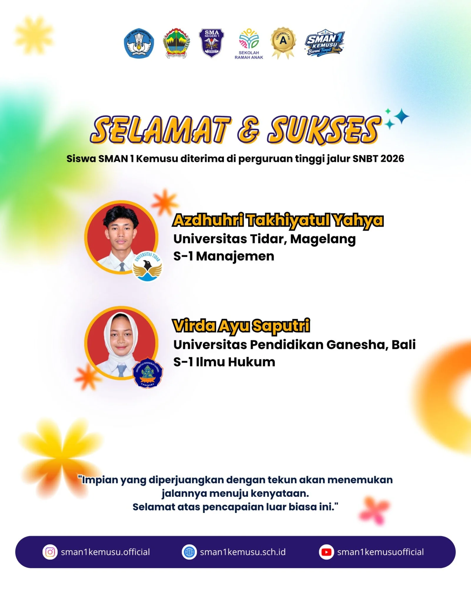 Selamat Kepada Siswa-Siswi Yang Diterima di Perguruan Tinggi Jalur SNBT 2026