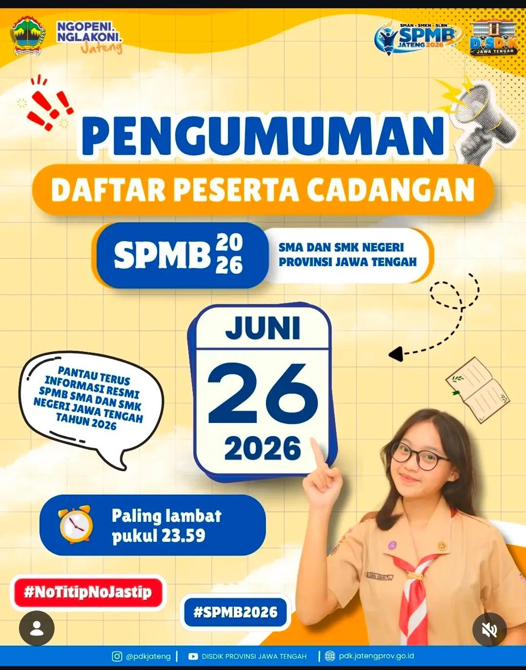 Pengumuman Daftar Peserta Cadangan SPMB 2026