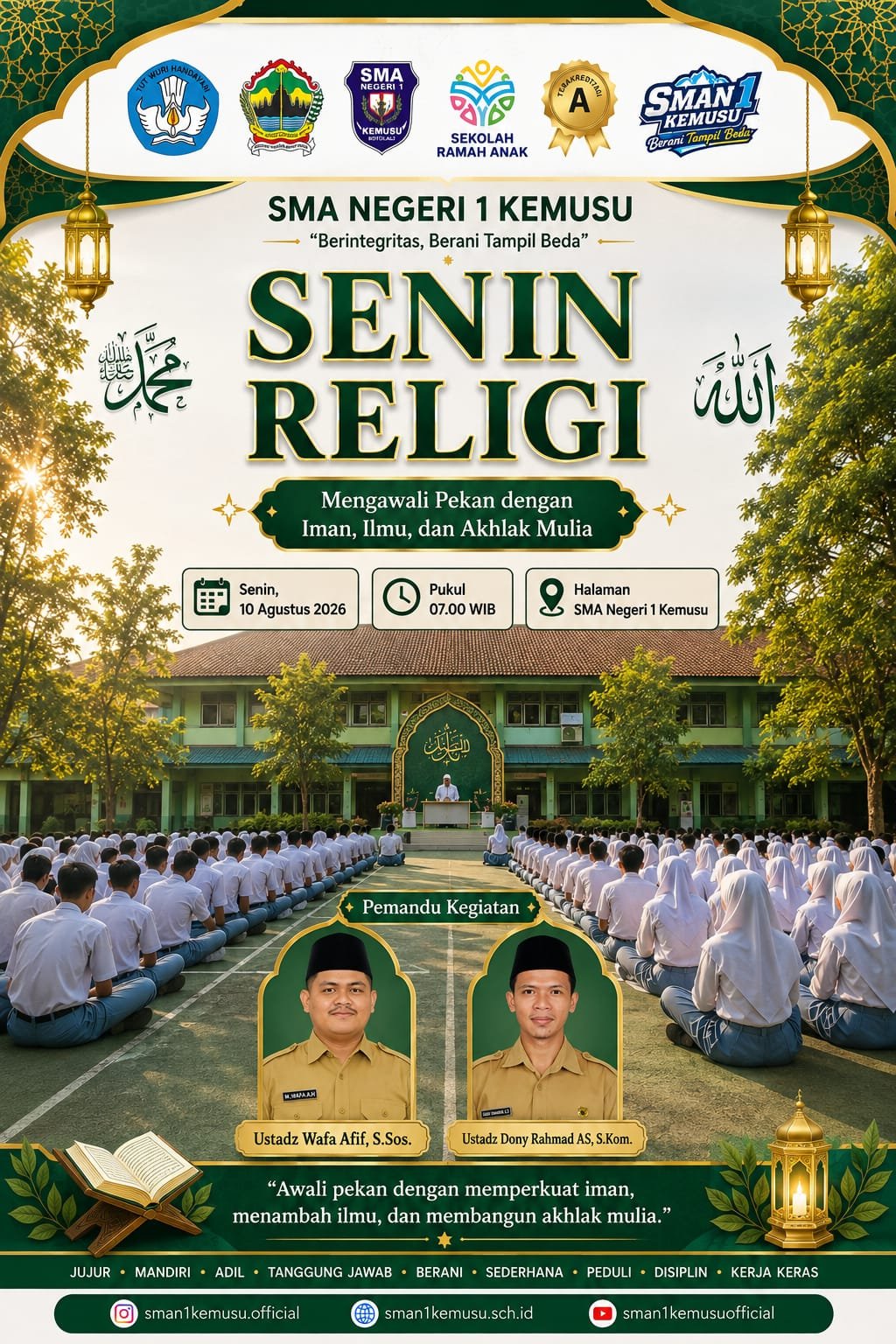 SMA Negeri 1 Kemusu Gelar Kegiatan Senin Religi, Dorong Siswa Pantang Menyerah Menatap Masa Depan