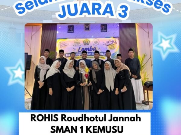 Selamat dan Sukses, Rohis Roudhotul Jannah SMA Negeri 1 Kemusu Raih Juara 3 Lomba MAPSI Cabang Hadroh Tingkat Kabupaten Boyolali Tahun 2026
