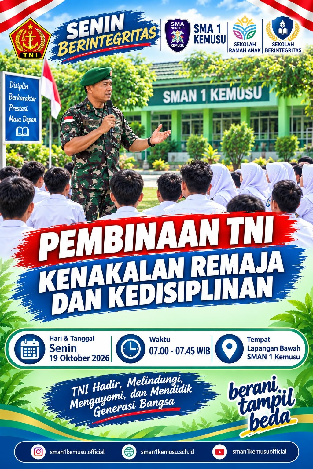 SMA Negeri 1 Kemusu Gelar Kegiatan Pembinaan TNI tentang Kedisiplinan dan Penanganan Kenakalan Remaja SMA Negeri 1 Kemusu Gelar Kegiatan Pembinaan TNI tentang Kedisiplinan dan Penanganan Kenakalan Remaja